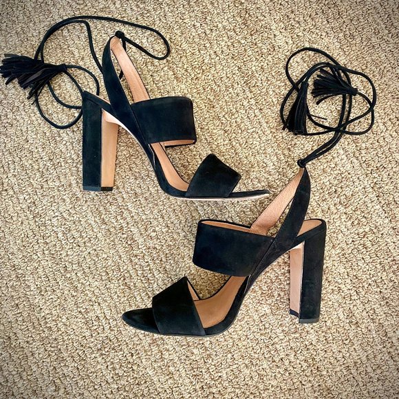 Madewell Black Suede Octavia Tassel-Tie Sandal - Picture 12 of 14